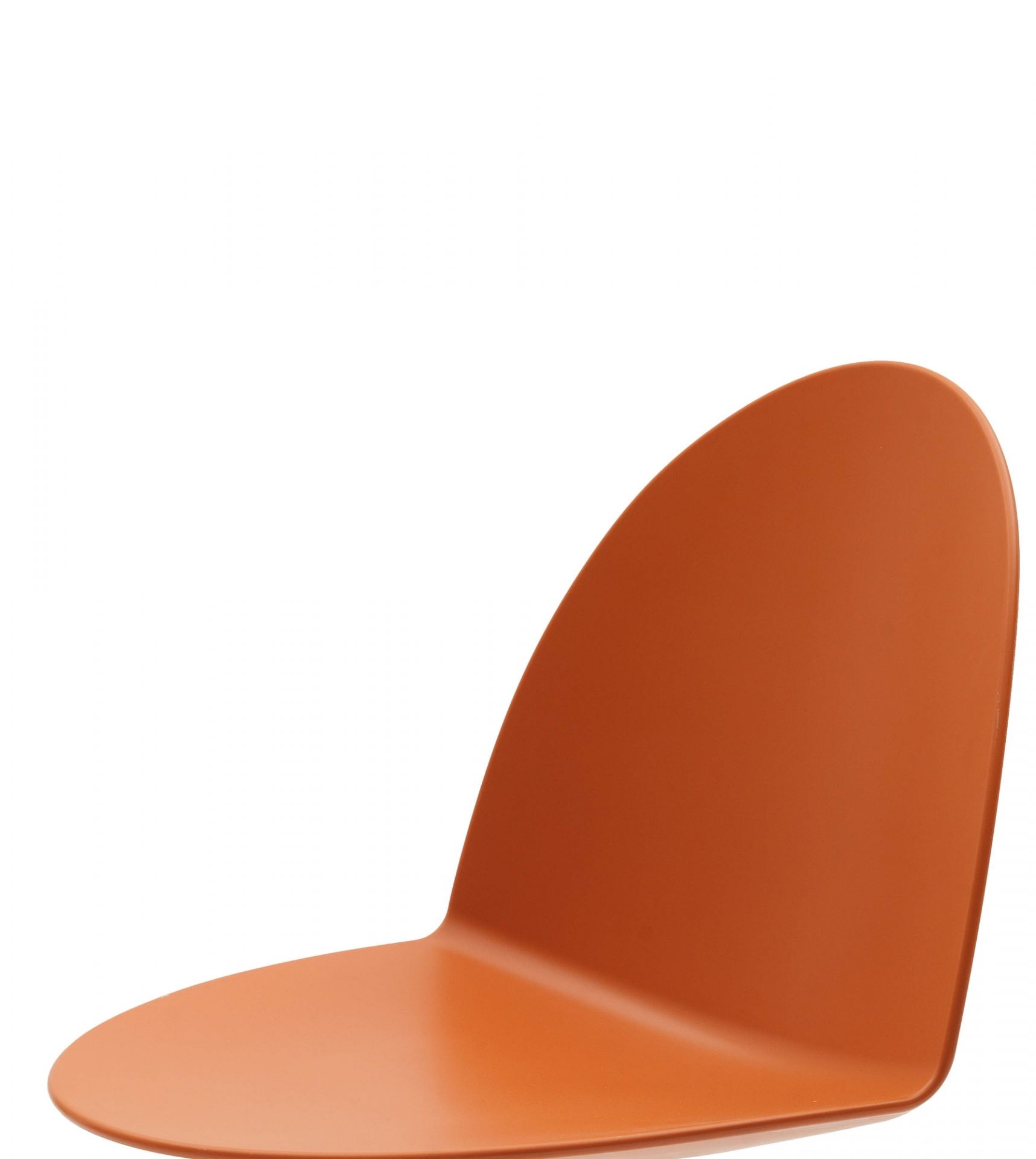 Detailansicht: Sitzfläche und Rückenlehne des orangefarbenen Camel Barhockers von Segis. Modernes Design.